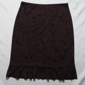 4/$14 NEW YORK & COMPANY womens SKIRT maroon NAVY paisley STRETCH midi SIZE M